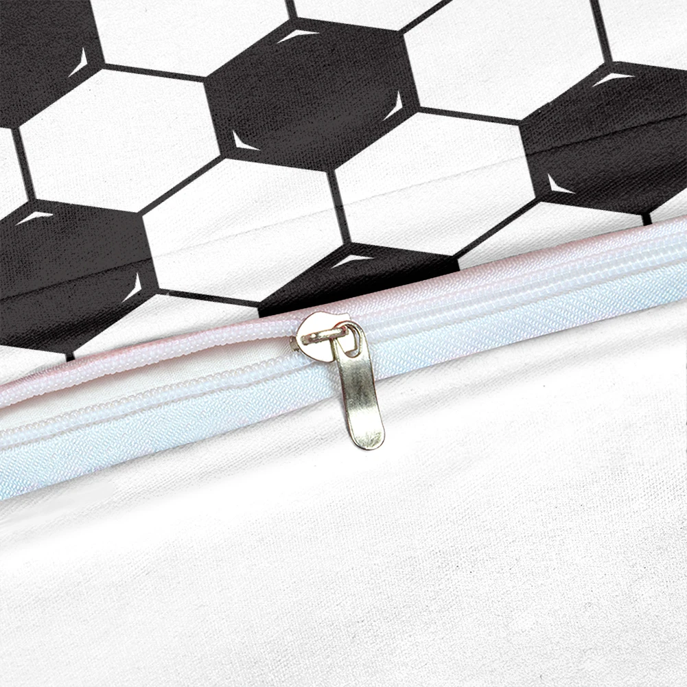 3 Pieces Black White Geometric Duvet Cover Set Sports Ball Bedding Kids Boys Girls Soccer Quilt Cover Queen Bed Set Dropship
