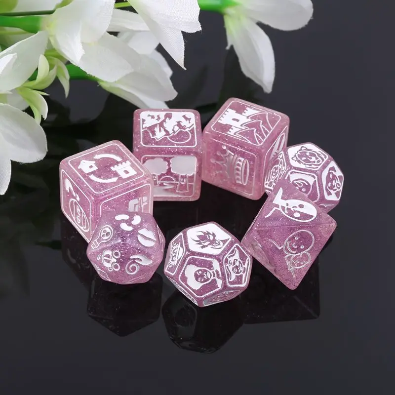 

New 7pcs/set Story Dices For Story Time Polyhedral Game Dice Says Party Multi Faces Acrylic Dice Toy