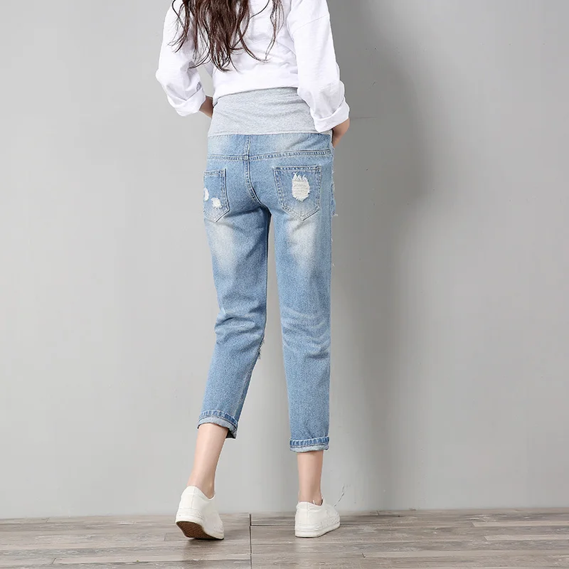 ZTOV Брюки для беременных женщин джинсы весенние брюки с дырками капри живота