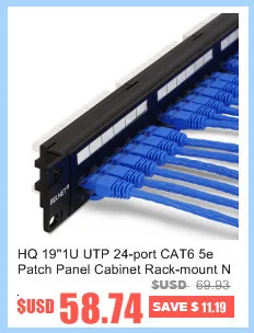 19in 1U стойка 24 порта прямой CAT6A патч-панель RJ45 сетевой кабель адаптер Keystone разъем ethernet распределительная рамка