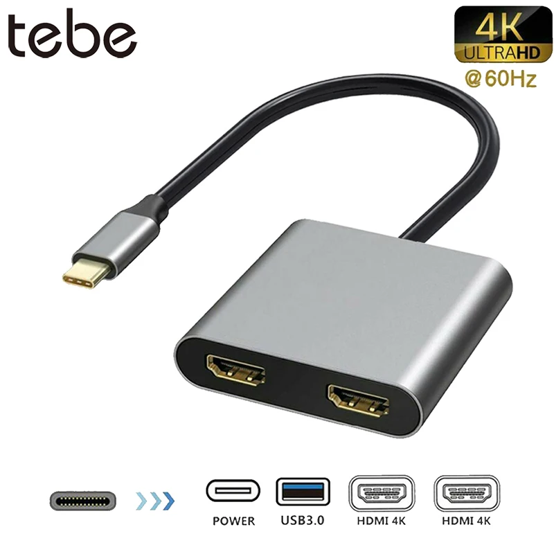 ОВБР USB C концентратор до Dual Core 4K HD HDMI совместимых с USB3.0 док станция для ноутбука PD
