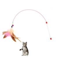 funny cat toy fishing rod kitten cat pet toy stick teaser rainbow streamer interactive cat play wand with feather toys