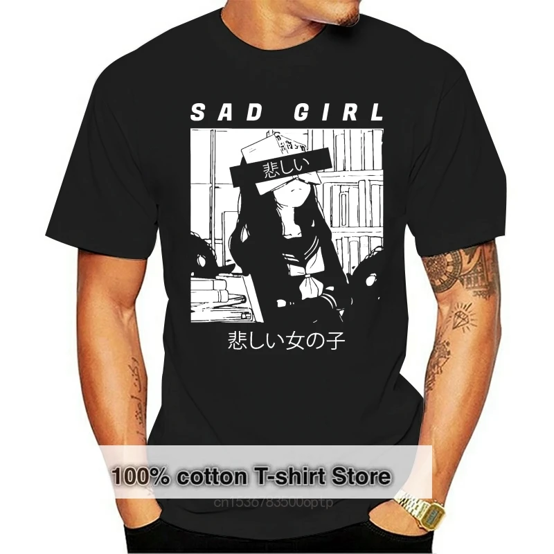 

Грустная аниме девочка японский малыш отаку крутая Подарочная футболка