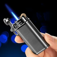 retro grinding wheel direct injection blue flame lighter metal turbo gas exquisite compact portable cigar lighters gift for men