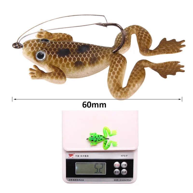 4Pcs/set 6cm 5.2g Rubber Frog Soft Bait Fishing Lures Set Sea Fishing Plastic Fish with Hook Carp Fishing Tackle