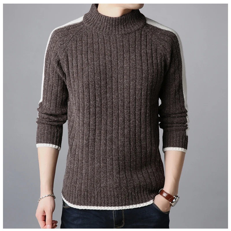 Covrlge Autumn Winter Sweater Men 2019 Arrival Casual Pullover Men Long Sleeve O-Neck Patchwork Knitted Solid Men Sweater MZM054