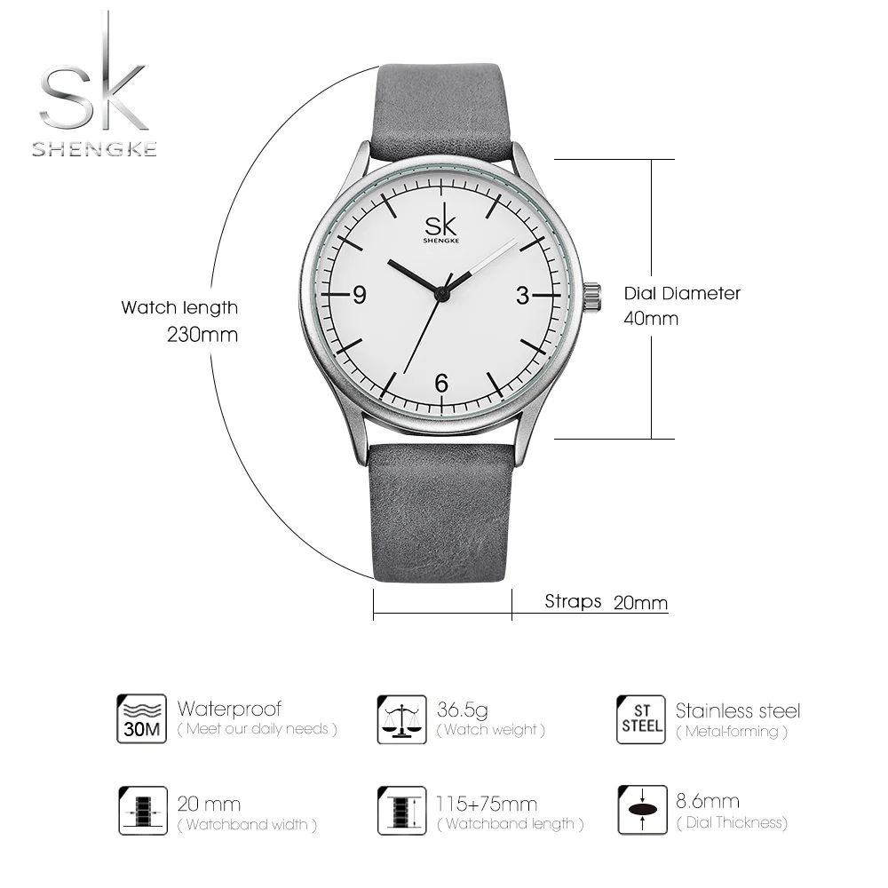 Shengke Brand Leather Women Watches Fashion Ladies Quartz Vintage Casual Women's Wristwatches | Наручные часы
