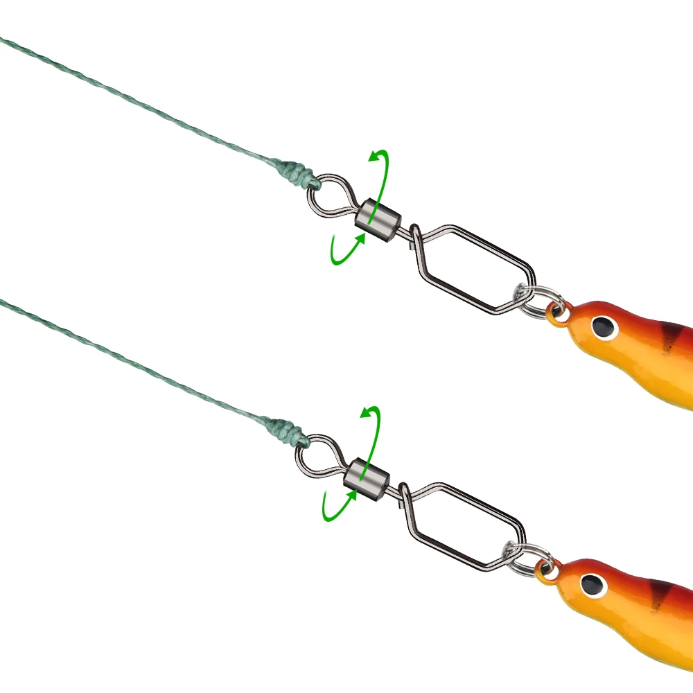 

DNDYUJU 100pcs/lot Stainless Fishing Swivels Snap Rolling Swivel Shape Snap Ice Fishing Connector Fishing Lure Rolling