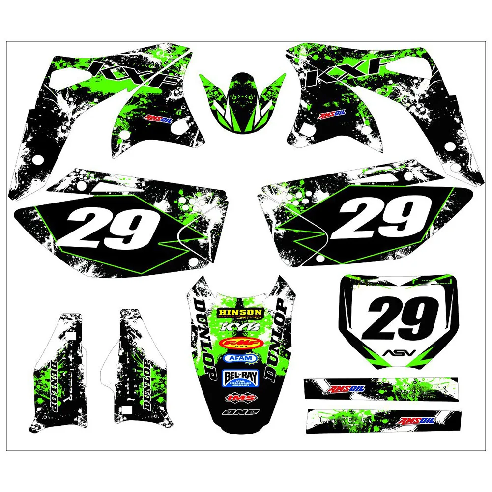 Мотоциклетные KX250F 2008 2006 3M графические наклейки фоны наборы для Kawasaki KXF250 KXF 250 2007