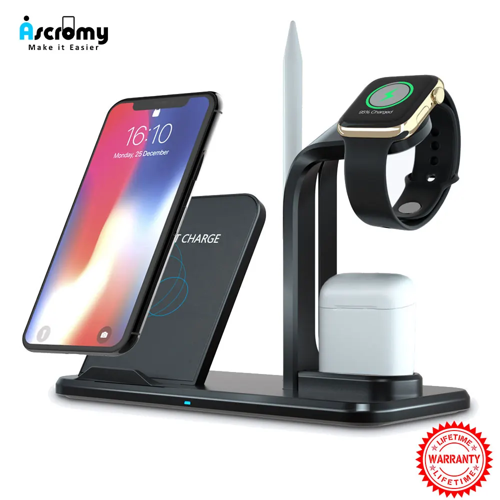 Беспроводное зарядное устройство 3 в 1 беспроводная зарядная док станция QI для Apple