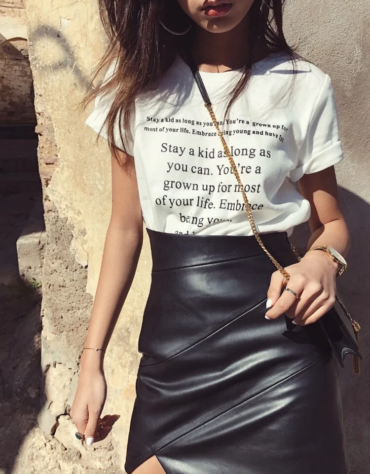 Женская короткая юбка из натуральной кожи черная Привлекательная с высокой