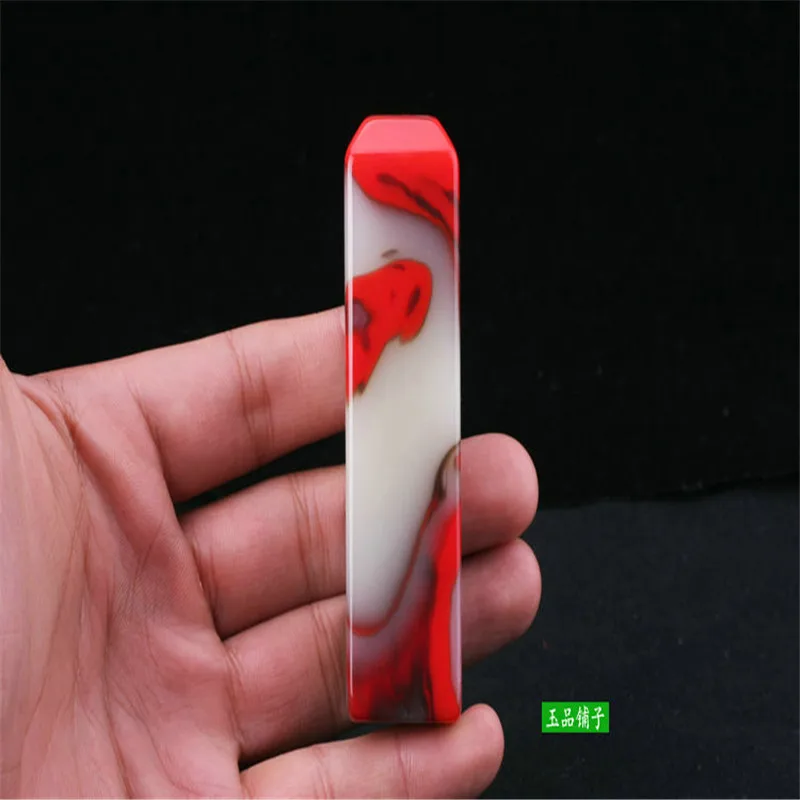 Китайская ручная резная курица кровавый камень квадратная печать натуральный