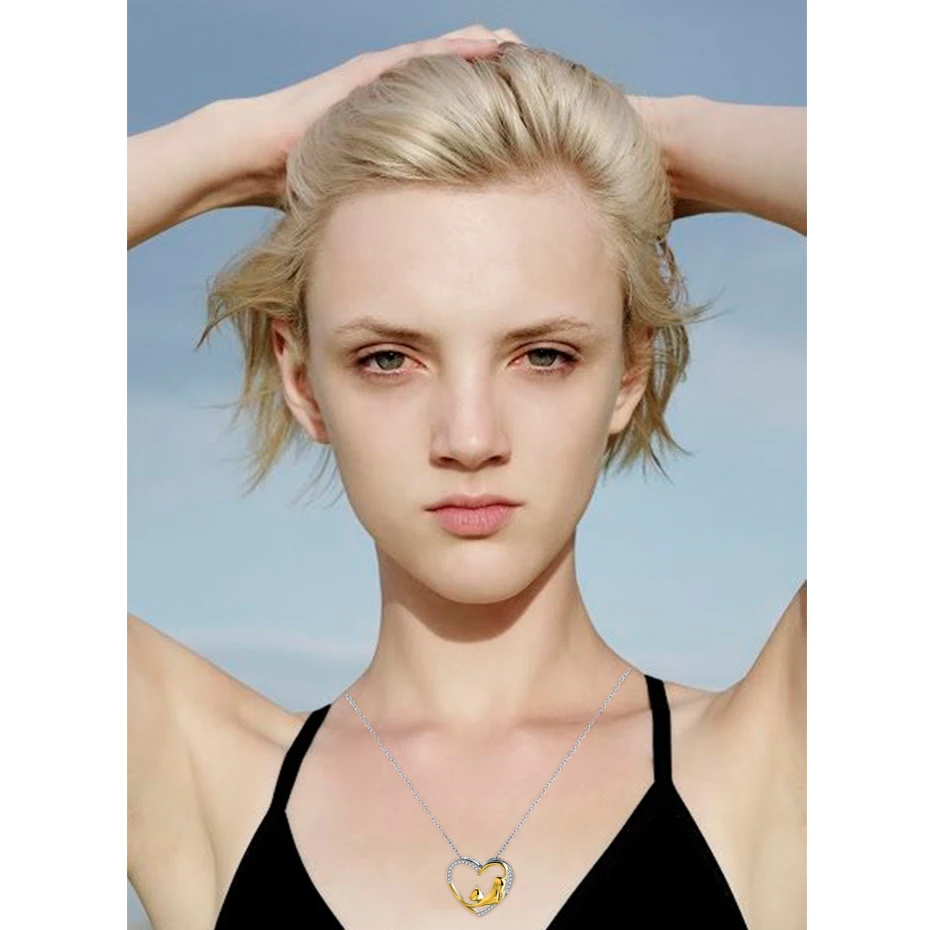 Ожерелье YFN из стерлингового серебра 925 пробы с сердечком и котом подвеска