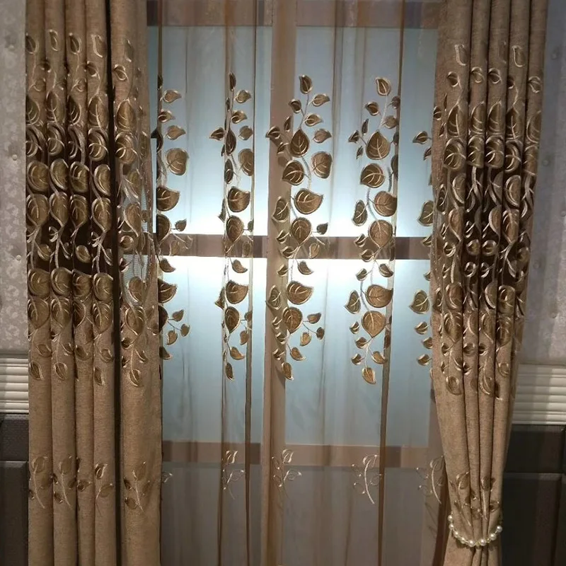 

Chenille High-end Shading Embroidery Curtains for Bedroom Living Room Balcony Jacquard Curtain Tulle High-end Curtain Decoration