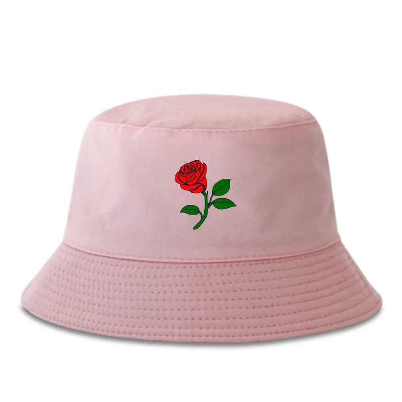 

Fashion wild fisherman hat Rose embroidery hip-hop hat men and women pure cotton casual bucket hat travel sun hat Panama hats