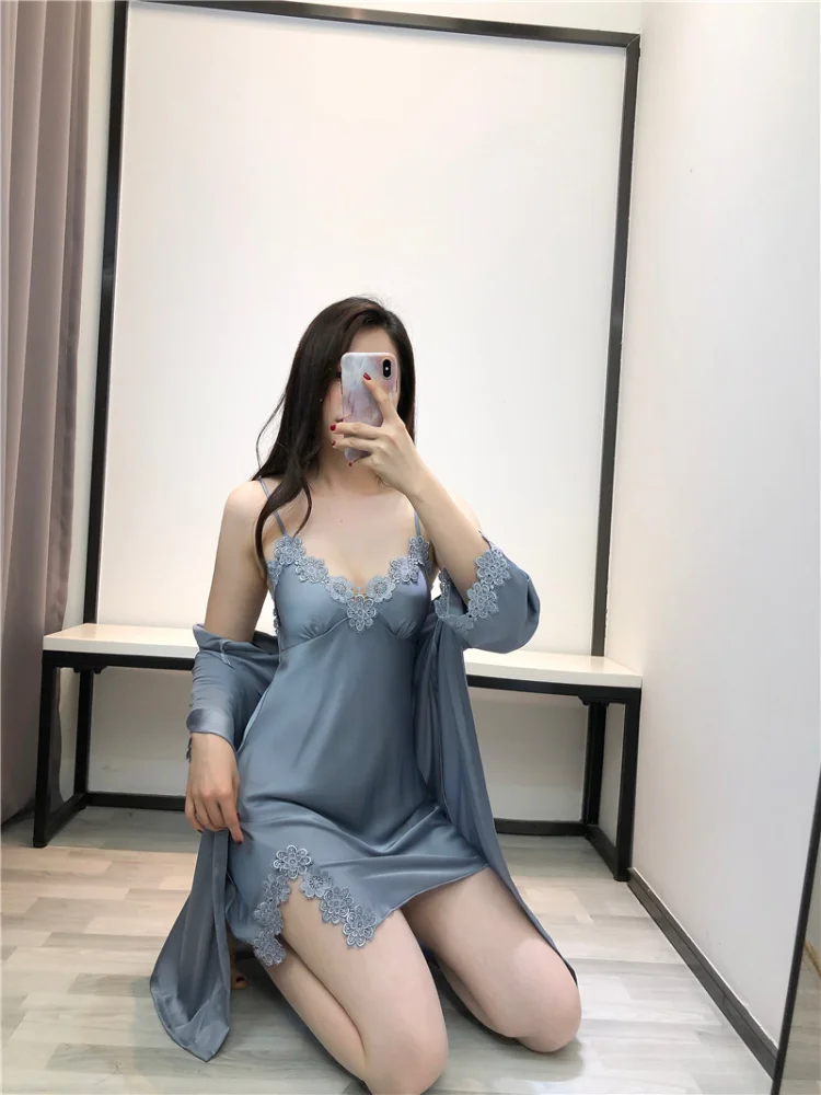 

Sexy nightdress silk nightgown Nightgown suit pajamas for women sleepwear women set sexy robe sleep tops lounge set