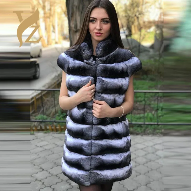 Хит, Женское пальто из натурального меха, воротник-стойка, куртка из кролика Рекс, полный мех, Шиншилла, цвет, зимнее толстое теплое Женское пальто