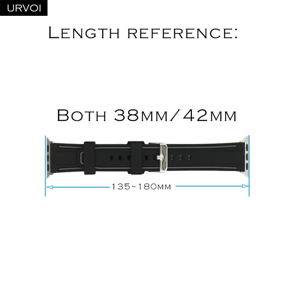 Ремешок URVOI для apple watch 7 6 SE 5 4 3 спортивный мягкий силиконовый сменный Браслет iWatch +