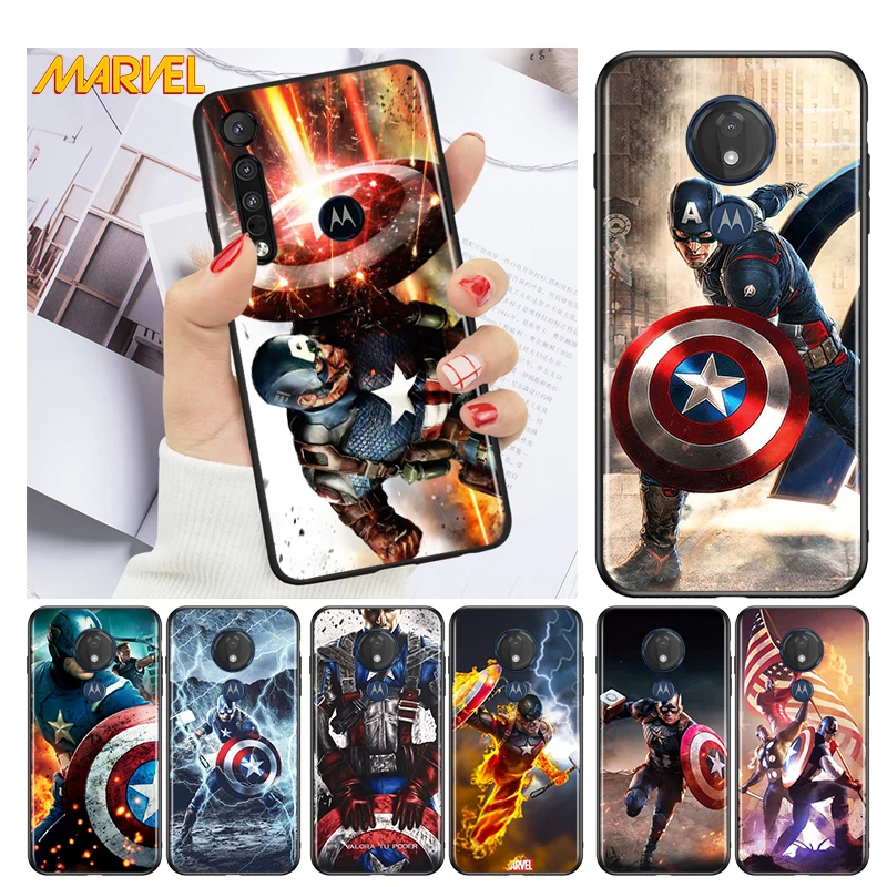 

Captain America cool for Motorola G9 G8 G E7 E6 One Play Marco Hyper Fusion Stylus Power Edge Plus Black Phone Case