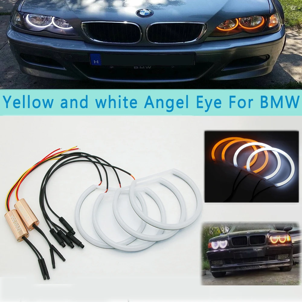 4X131MM желтый + белый светодиодный Ангельские глазки для BMW E46 M3 купе горки E36 E38 E39