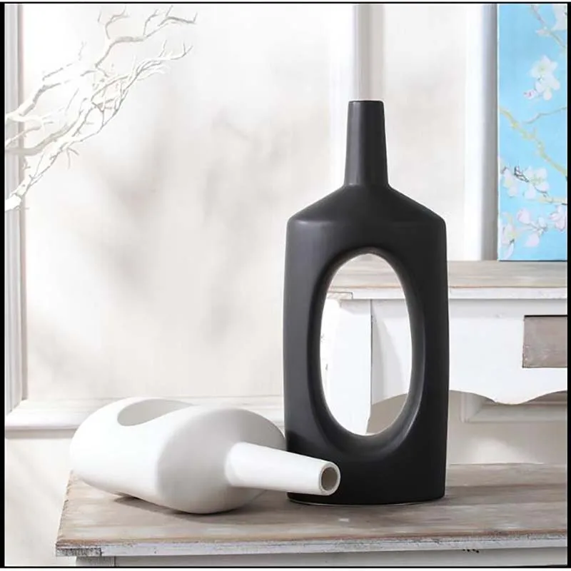Креативная черно-белая ваза в скандинавском стиле цветочный горшок абстрактные