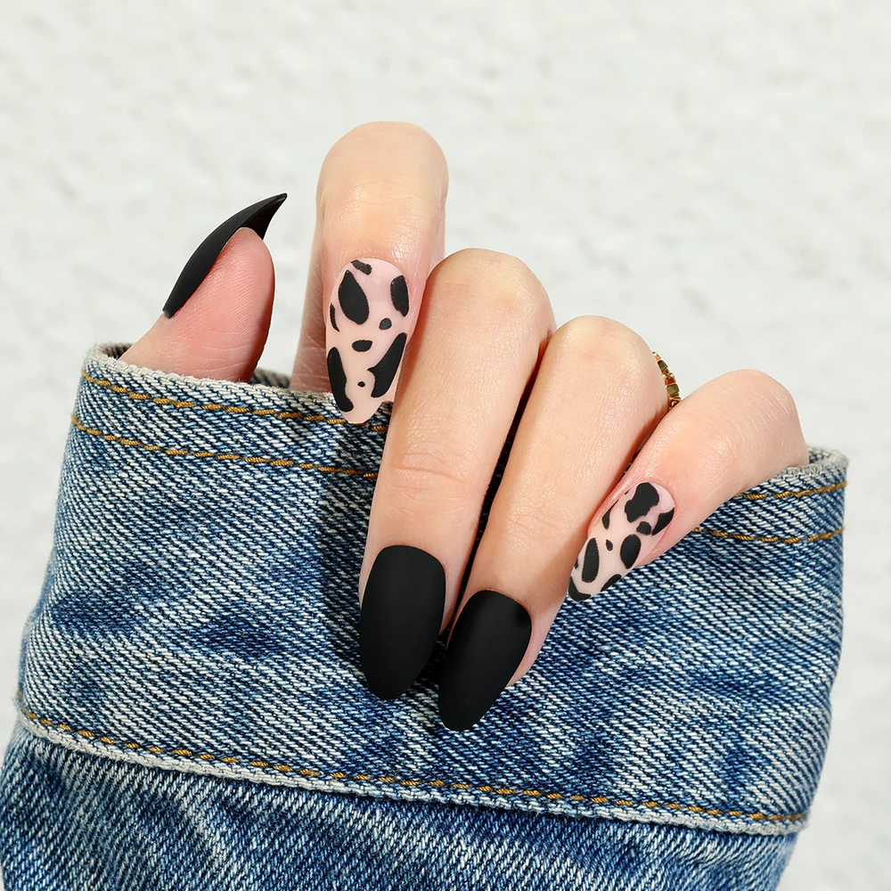 

24Pcs/Set Leopard Fake Nails Full Cover Acrylic Artificial Designs Long Coffin False Nail Tips Manicure Tools