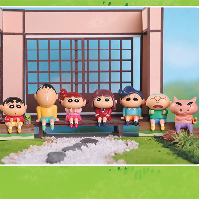 

Blind Box Crayon Anime Figure Shin-chan Sit in Row Series Mini Kawaii Toy Cute Model Guess Surprise Random Doll Gift Decoration
