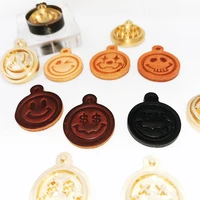 custom pendant smiley face copper leather stamp with die cutter set hot stamping logo stamps punching tool keychain diy material