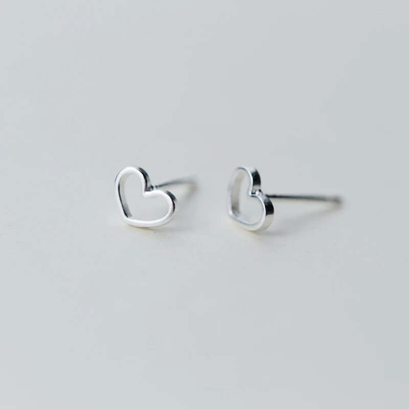 Trusta 925 пробы серебряные ювелирные изделия модные милые миниатюрные 5 мм X 6 мм полые серьги-гвоздики в форме сердца подарок для девочек, детей, леди DS384