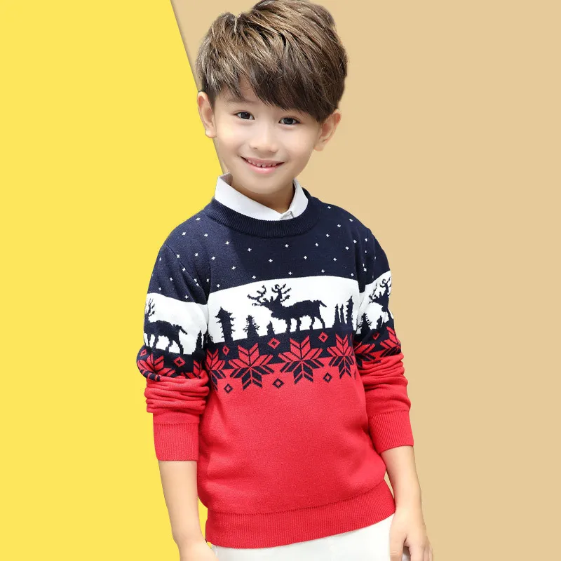 Новые детские свитера для мальчиков и девочек милый Рождественский пуловер с