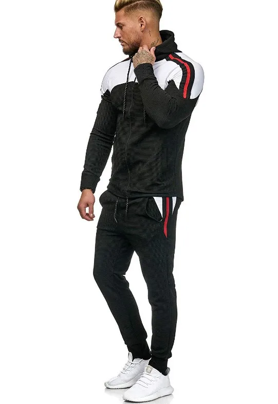 Black Set Men Брендовый мужской спортивный костюм, модная Толстовка с длинным рукавом, штаны для бега, спортивная одежда в стиле хип-хоп, 2 шт., Ensemble Homme, мужская одежда - Цвет: Black Set Men