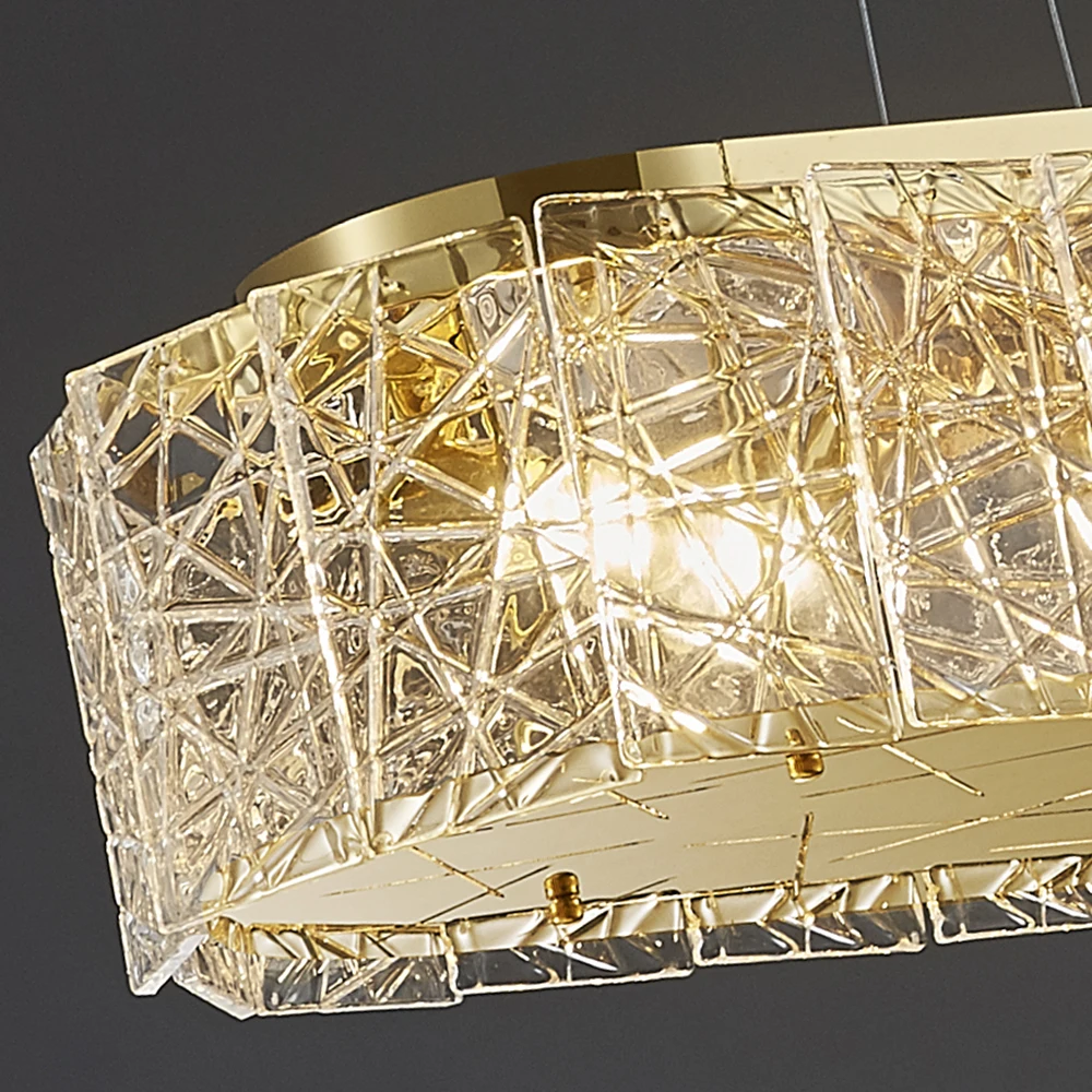 

New Modern Glass Chandelier Lighting For Dining Room Oval Gold/Silver Kitchen Island LED Hanging Light Fixtures