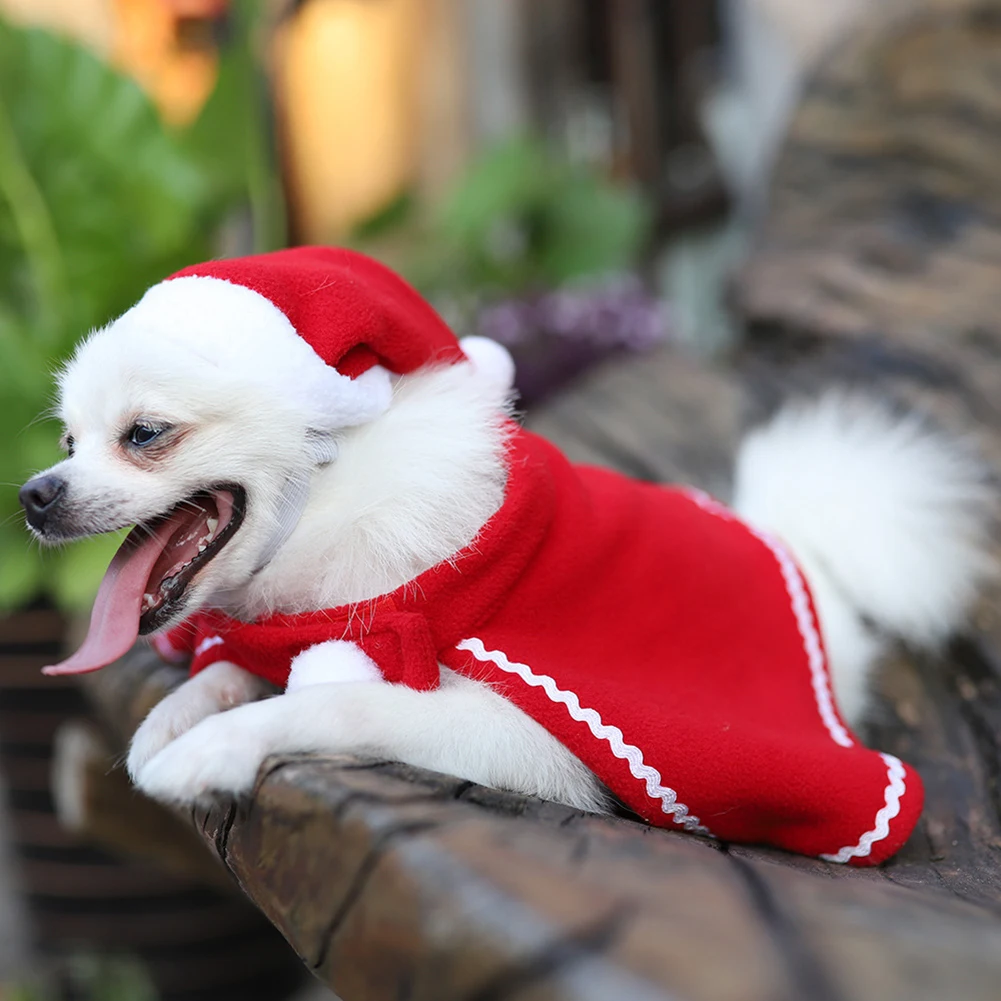 Christmas Cute Pet Puppy Cloak Hat Soft Breathable Clothes Costume Apparel Xmas Decoration Supplies | Дом и сад