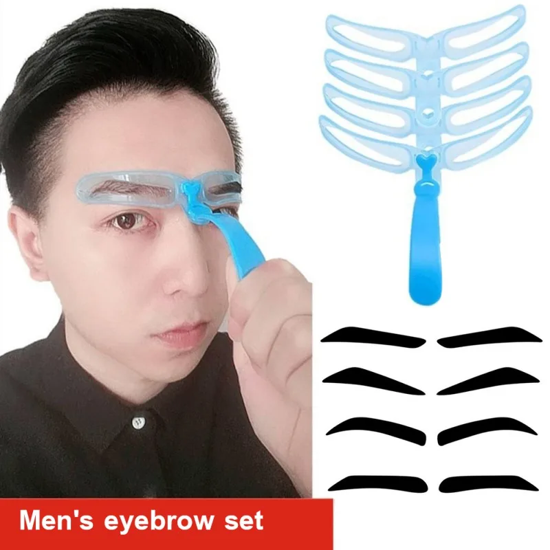 Reusable 4 In1 Eyebrow Shaping Template Helper Eyebrow Stencils Kit Grooming Card Eyebrow Defining Makeup Tools for man