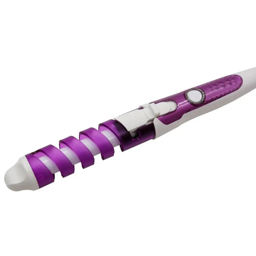 Purple with box Профессиональная Волшебная спиральная завивка волос бигуди расческа быстрый нагрев Керлинг палочка Электрический стайлер для волос Pro Styling ToolsC - Цвет: Purple with box