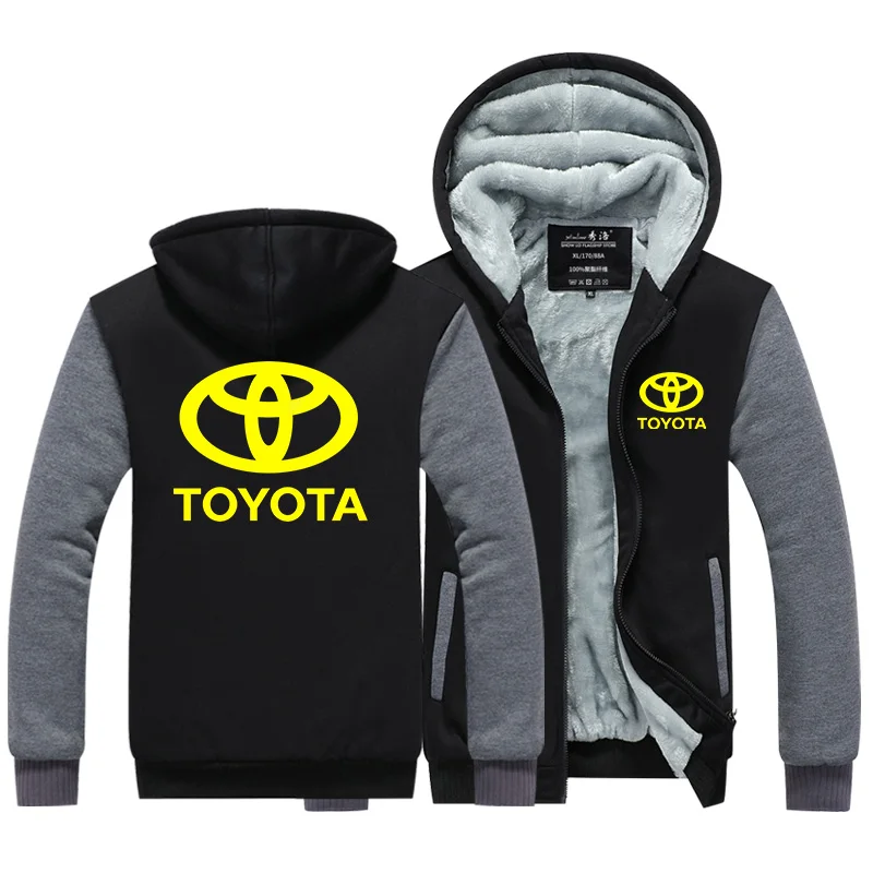 

Winter Toyota Car Logo Mens Zipper Jacket Coat Fleece Fashion Thicken Long Sleeve Sweatshirt Pullover 10 Color