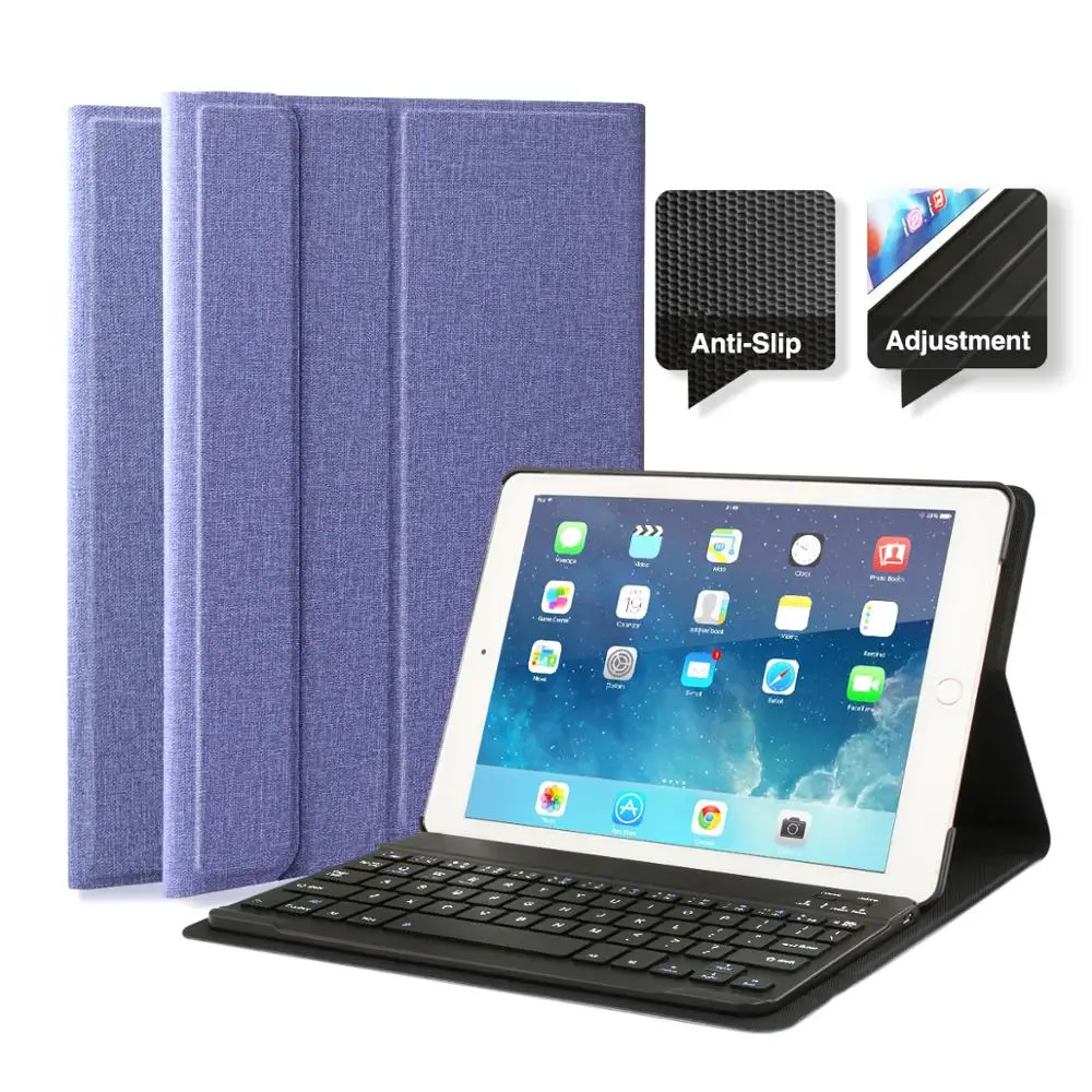 Purple Чехол для iPad с клавиатурой для iPad 9," для iPad Pro Air 1 Air 2 9,7, умный чехол с раскладкой клавиатуры qwero/AZERTY - Цвет: Purple
