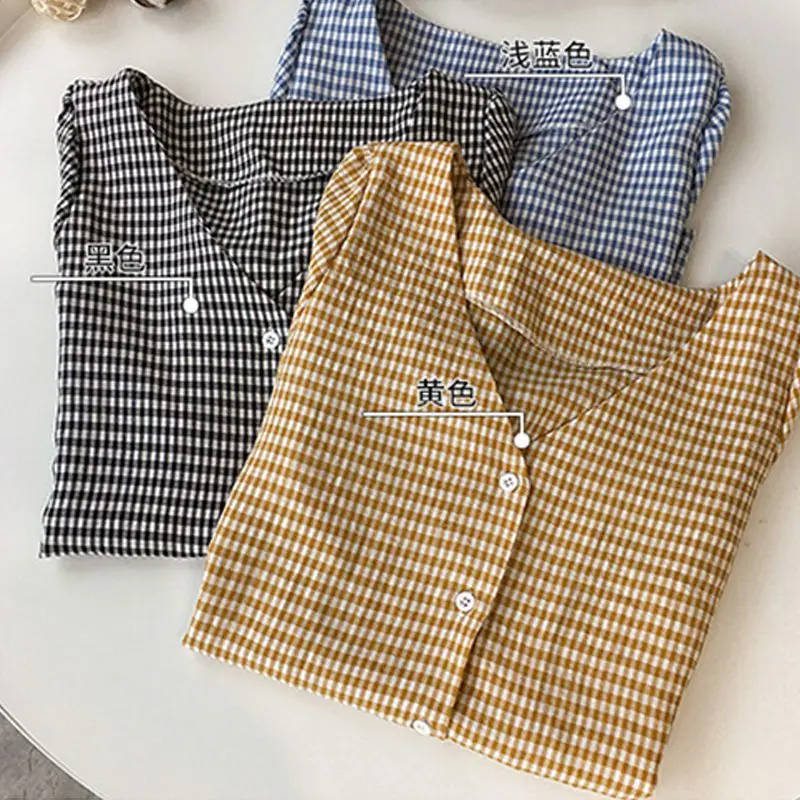 

Women Fashion V Neck Tops Female Printing Blouse Stylish Korean Style Shirt Women's Lattice Short Sleeve Blouse