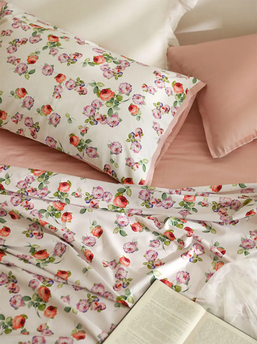 

Комплект постельного белья с милым цветочным рисунком, романтичный, милый, красочный, двойной, хлопковый, полноразмерный, Королевский, Кинг,...