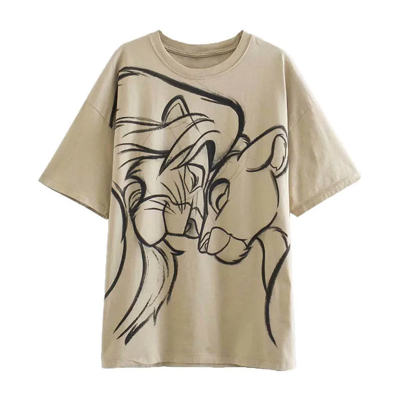 

Hot Anime King Summer Fashion Lion Pattern Women T-Shirt Girls Kawaii Graphic Teens Cartoon Unisex T Shirt Female