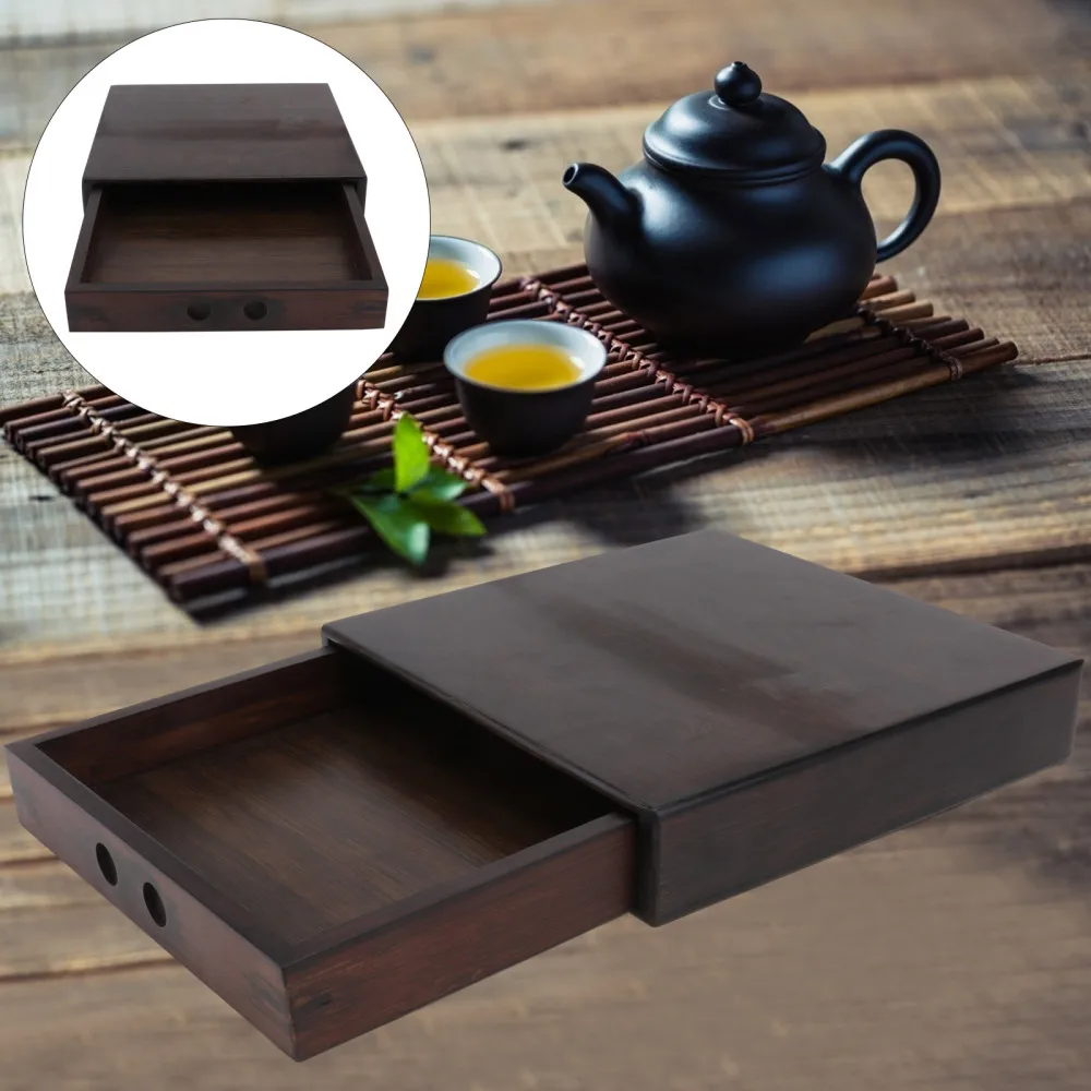 

1Pc Bamboo Drawer Type Storage Box Retro Tea-leaf Storage Container for Home
