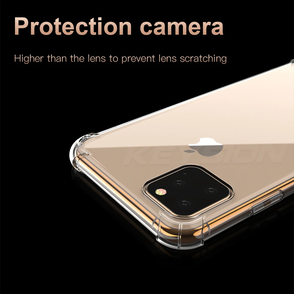 Противоударный чехол KEYSION для телефона iPhone 11 Pro Max Прозрачная мягкая силиконовая