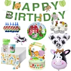 Праздвечерние чные принадлежности с коровьим принтом, набор украшений, бумажные тарелки с животными из джунглей, флажки, латексные воздушные шары на день рождения, праздник для будущей мамы