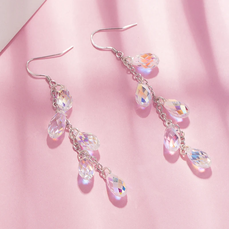 Роскошное женское ожерелье подвеска с кристаллами Swarovski длинные висячие серьги