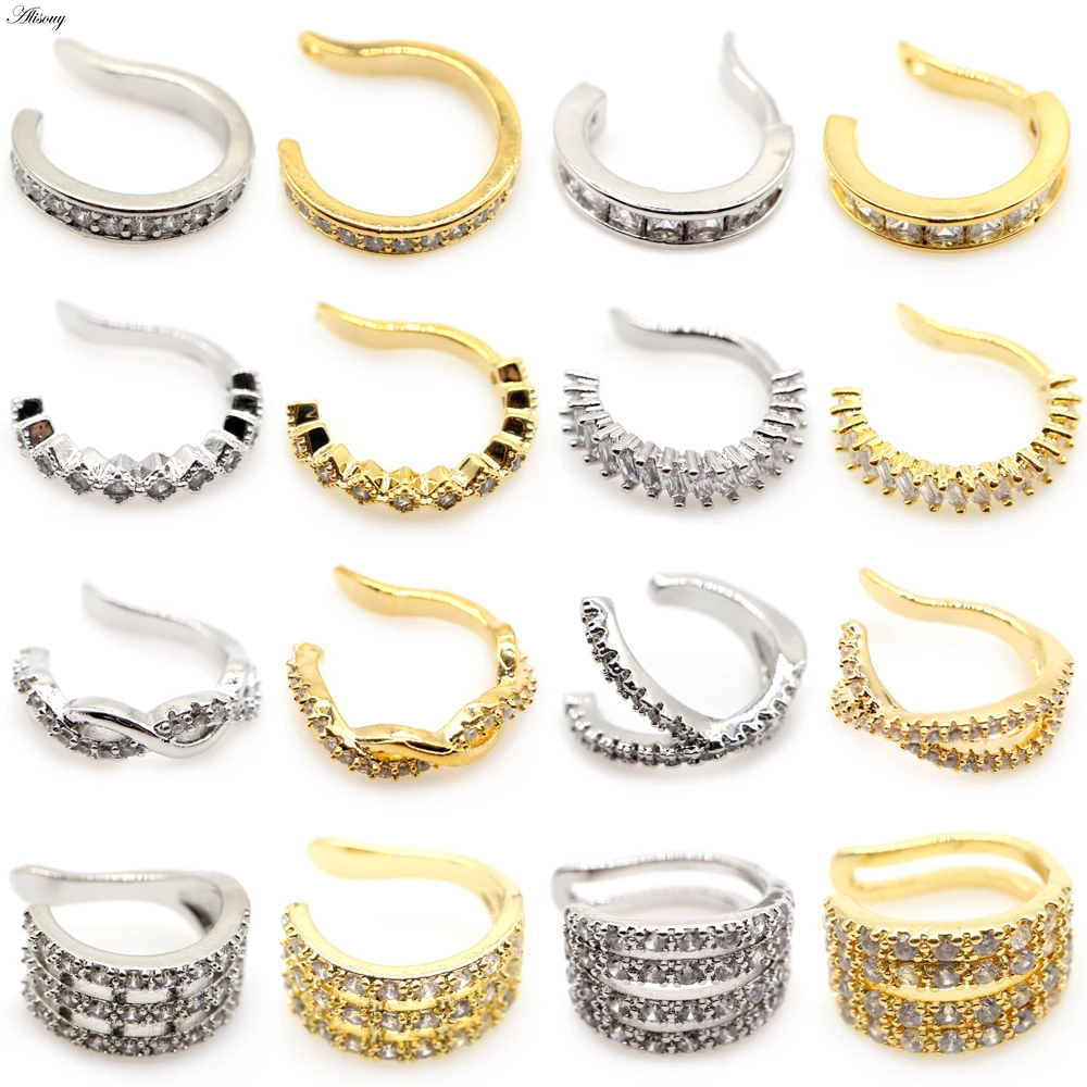 

Alisouy 1pc Helix Cartilage Conch Fake Piercing Jewelry Adjustable CZ Zircon Crystal Ear Cuff Non Piercing Conch Cuff Earring
