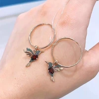 i fdlk exquisite bird round hoop pendant crystal dangling earrings gold filled earrings for womens wedding jewelry