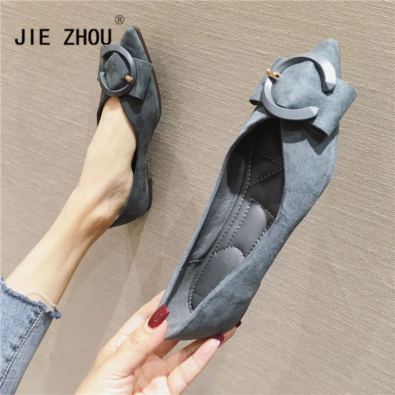 Женские туфли лодочки с острым носком однотонные искусственная замша лоферы