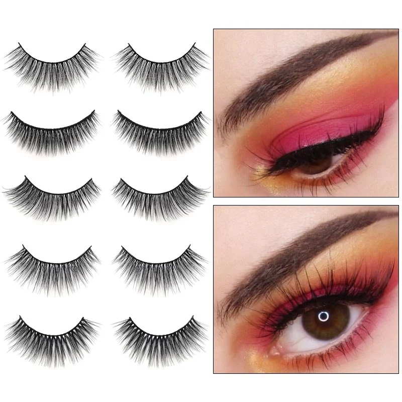 3Pairs Natural Dense Slender Curling Handmade Fake Eyelash 3D Imitation Mink False Eyelashes Long Makeup | Красота и здоровье