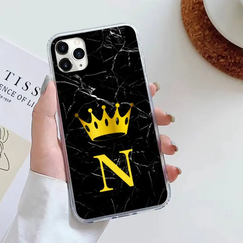 

Letter Monogram Gold Marble Phone Case For iphone 12 5 5s 5c se 6 6s 7 8 plus x xs xr 11 pro max