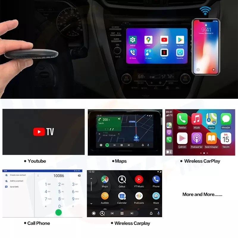 Carplay Ai Box Mini Android 9 0 автомобильный бокс 4 + 64 ГБ Автомобильный плеер беспроводной